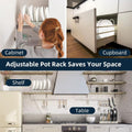 Expandable Pot and Pan Organizer Rack for Kitchen Cabinet – Adjustable Pan Holder with 3 Dividers | Extendable 11.8”–22.8” for Pots, Lids, Frying Pans, Bakeware & Skillets | Heavy-Duty Steel Rack